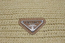 画像をギャラリービューアに読み込む, 極美品 PRADA プラダ 24SS クロシェ ベルトバッグ 定価264,000 ラフィア ベージュ ブラウン シルバー金具 中古 4b008795