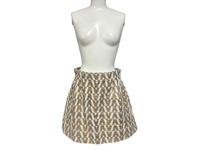 新品未使用 Valentino ヴァレンティノ VLOGO ミニスカート RB3RF0Z14FY ゴールド ホワイト サイズ6 中古 4b008803