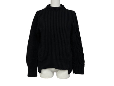 極美品 SACAI サカイ パターン編 モヘヤ混 セーター 長袖ニット 23-06851 ブラック サイズ1 中古 4b008809