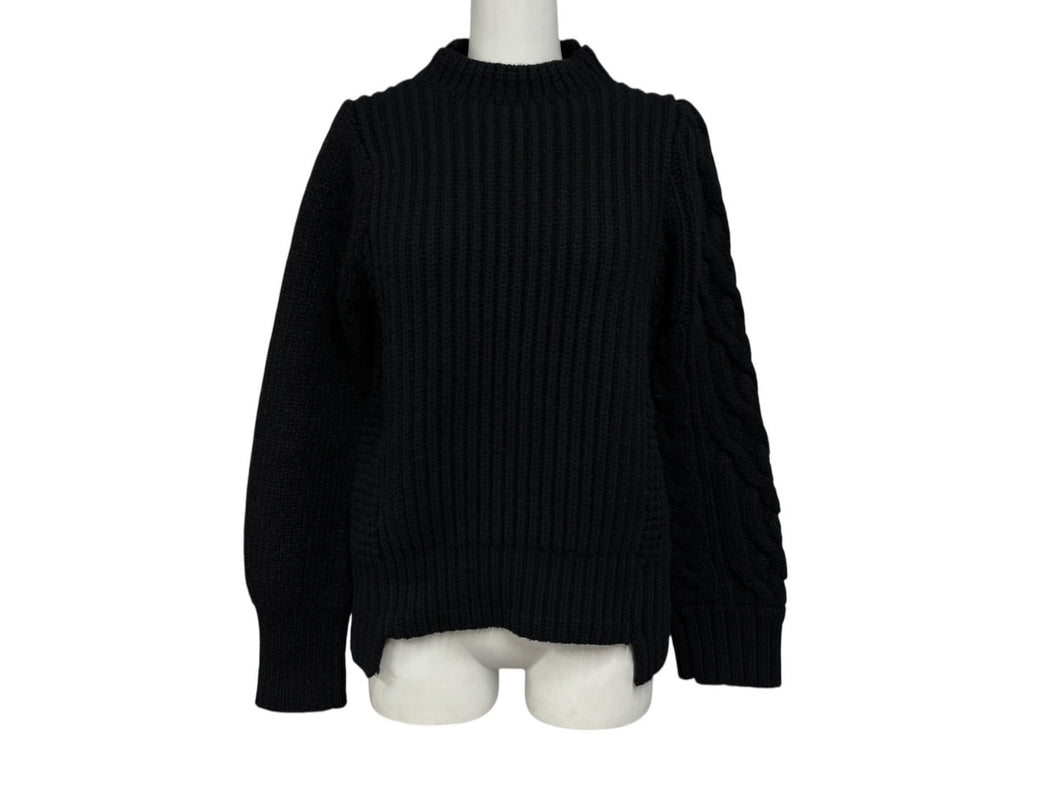 極美品 SACAI サカイ パターン編 モヘヤ混 セーター 長袖ニット 23-06851 ブラック サイズ1 中古 4b008809