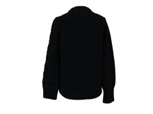 画像をギャラリービューアに読み込む, 極美品 SACAI サカイ パターン編 モヘヤ混 セーター 長袖ニット 23-06851 ブラック サイズ1 中古 4b008809