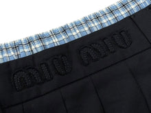 画像をギャラリービューアに読み込む, 新品未使用 MIUMIU ミュウミュウ プリーツ バタヴィア ミニスカート MG2388 サイズ36 ネイビー チェック柄 レイヤード 中古 4b008821