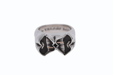 極美品 CHROME HEARTS クロムハーツ DOUBLE CHOMPER TOOTH ダブル チョンパー リング 重量約20.6g サイズ17号 中古 4b008824