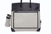 Load image into Gallery viewer, 新品同様 HERMES エルメス オータクロア40 カーゴ ハンドバッグ トワルアッシュ ヴォーエバーカーフ エクリュ ブラック Z刻印 2021年 SV金具 中古 4b008862