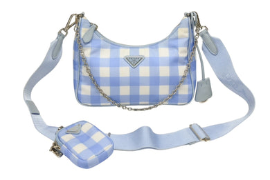 PRADA プラダ ショルダーバッグ アクセサリーポーチ トライアングルロゴ イタリア製 ナイロン ブルー 美品 中古 4b008870