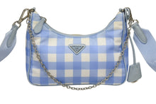 画像をギャラリービューアに読み込む, PRADA プラダ ショルダーバッグ アクセサリーポーチ トライアングルロゴ イタリア製 ナイロン ブルー 美品 中古 4b008870