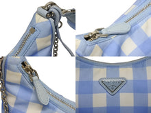 画像をギャラリービューアに読み込む, PRADA プラダ ショルダーバッグ アクセサリーポーチ トライアングルロゴ イタリア製 ナイロン ブルー 美品 中古 4b008870