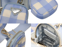 画像をギャラリービューアに読み込む, PRADA プラダ ショルダーバッグ アクセサリーポーチ トライアングルロゴ イタリア製 ナイロン ブルー 美品 中古 4b008870