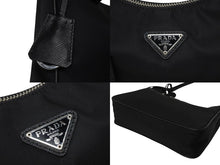 画像をギャラリービューアに読み込む, 極美品 PRADA プラダ ホーボー ワンショルダー RE-EDITION 2005 トライアングルロゴ ブラック ナイロン シルバー金具 1NE204 中古 4b008878