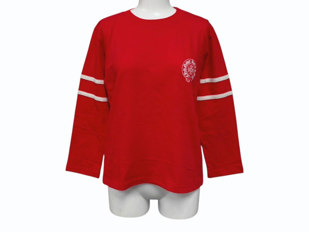 新品未使用 CHROME HEARTS クロムハーツ ROLLER SKATES FTBL 長袖Tシャツ サイズXS ナンバリング ホースシュー レッド 中古 4b008897
