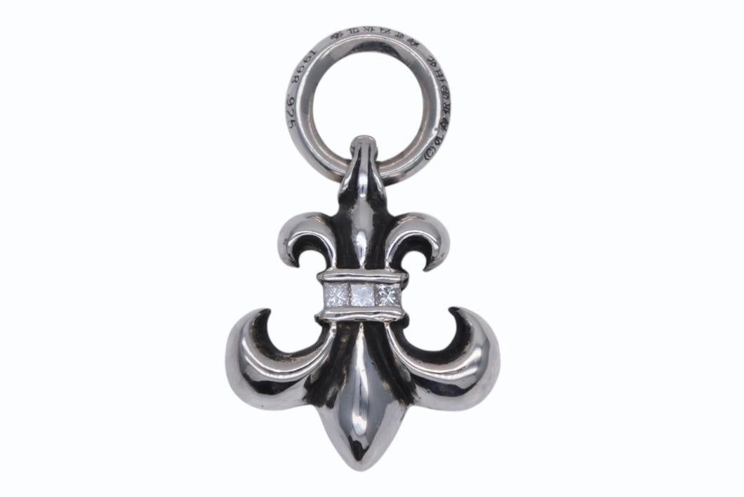 極美品 CHROME HEARTS クロムハーツ BSフレア ペンダントトップ チャーム 重量約24.5g 3PD アフターダイヤ 宝石鑑別書 中古 4b008900