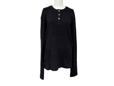 極美品 CHROME HEARTS クロムハーツ SAILIN ON THRML サーマル長袖Tシャツ サイズM ブラック セメタリークロス刺繍 中古 4b008915