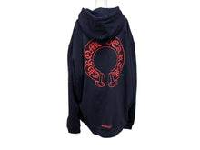 Load image into Gallery viewer, CHROME HEARTS クロムハーツ パーカー フーディ フローラル ホースシュープリント ネイビー レッド サイズXL 美品 中古 4c069628