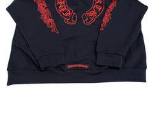 Load image into Gallery viewer, CHROME HEARTS クロムハーツ パーカー フーディ フローラル ホースシュープリント ネイビー レッド サイズXL 美品 中古 4c069628