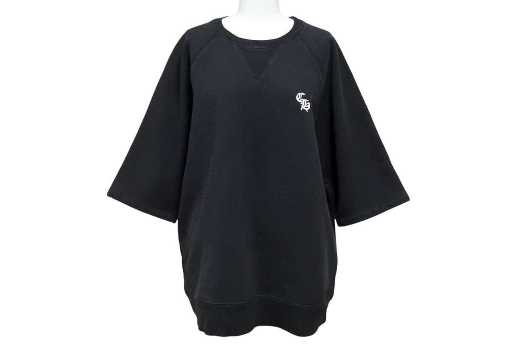 CHROME HEARTS クロムハーツ Y NOT SLOW RIDE 半袖スウェットシャツ サイズL ラグラン ブラック CHロゴ刺繍 美品 中古 4b008918