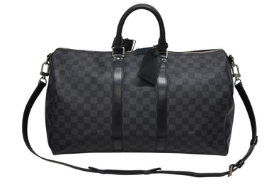 極美品 LOUIS VUITTON ルイヴィトン ボストン キーポルバンドリエール45 ダミエグラフィット N41418 ブラック シルバー金具 4b008966
