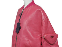 画像をギャラリービューアに読み込む, 新品未使用 PRADA プラダ 21AW Oversized Nappa Leather Bomber Jacket ボンバージャケット 58A079 サイズ38 ピンク 中古 4b008986