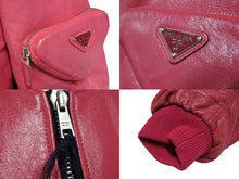 画像をギャラリービューアに読み込む, 新品未使用 PRADA プラダ 21AW Oversized Nappa Leather Bomber Jacket ボンバージャケット 58A079 サイズ38 ピンク 中古 4b008986