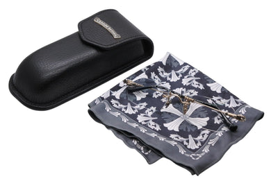 極美品 CHROME HEARTS クロムハーツ リムレス サングラス フローラルクロス アイウェア ゴールド シルバー サイズ55□20-144 クリア 中古 4b008987