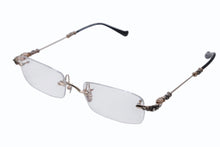 Load image into Gallery viewer, 極美品 CHROME HEARTS クロムハーツ リムレス サングラス フローラルクロス アイウェア ゴールド シルバー サイズ55□20-144 クリア 中古 4b008987