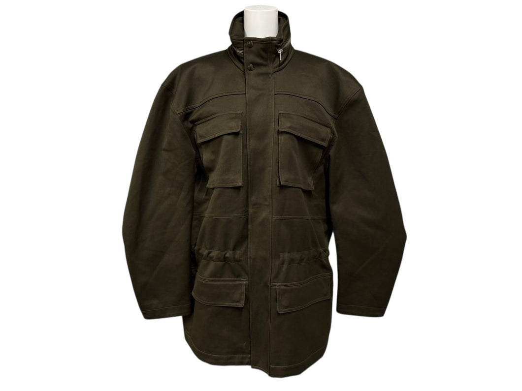 極美品 PHOEBE PHILO フィービーファイロ ジャケット BV04 CO2226 709DK スロバキア製 コットン カーキ シルバー金具 サイズ38 中古 4b009027