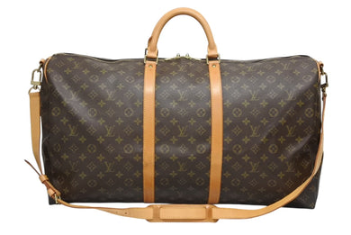 LOUIS VUITTON ルイヴィトン キーポルバンドリエール60 ボストンバッグ M41412 モノグラム PVC ヌメ革 ブラウン 美品 中古 4b009058