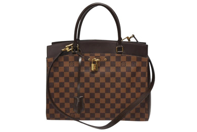 極美品 LOUIS VUITTON ルイヴィトン リヴォリBB 2WAYバッグ N41152 ダミエ エベヌ ブラウン PVC レザー ゴールド金具 中古 4b009060