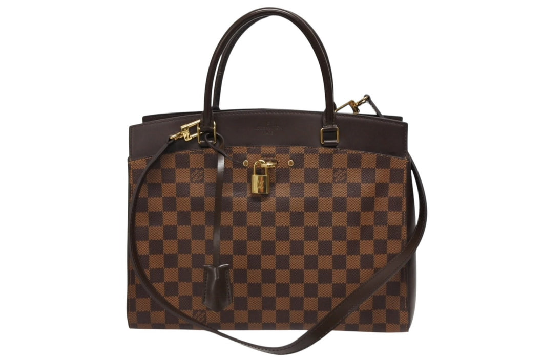 極美品 LOUIS VUITTON ルイヴィトン リヴォリBB 2WAYバッグ N41152 ダミエ エベヌ ブラウン PVC レザー ゴールド金具 中古 4b009060