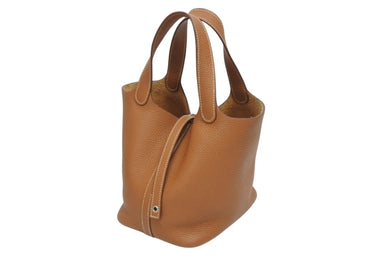 極美品 HERMES エルメス ハンドバッグ ピコタンロックPM ゴールド トリヨンクレマンス シルバー金具 Y刻印 中古4b009070