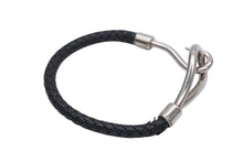 Load image into Gallery viewer, HERMES エルメス Jumbo H ジャンボブレスレット アクセサリー レザー ブラック シルバー金具 美品 中古 4b009074