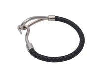 Load image into Gallery viewer, HERMES エルメス Jumbo H ジャンボブレスレット アクセサリー レザー ブラック シルバー金具 美品 中古 4b009074