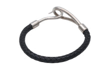 Load image into Gallery viewer, HERMES エルメス Jumbo H ジャンボブレスレット アクセサリー レザー ブラック シルバー金具 美品 中古 4b009074
