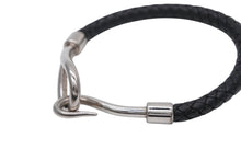 Load image into Gallery viewer, HERMES エルメス Jumbo H ジャンボブレスレット アクセサリー レザー ブラック シルバー金具 美品 中古 4b009074