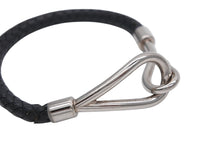 Load image into Gallery viewer, HERMES エルメス Jumbo H ジャンボブレスレット アクセサリー レザー ブラック シルバー金具 美品 中古 4b009074
