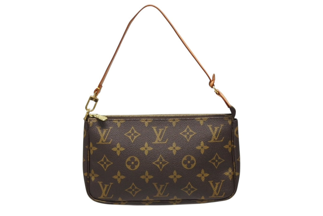 LOUIS VUITTON ルイヴィトン ポシェット アクセソワール アクセサリーポーチ M51980 モノグラム ブラウン レザー PVC 美品 中古 4b009077