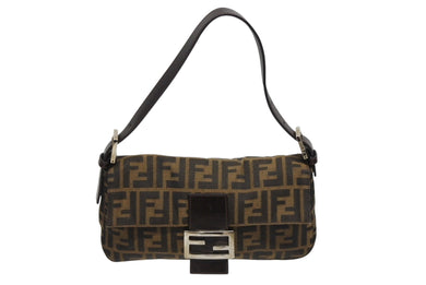 FENDI フェンディ マンマバケット ワンショルダーバッグ 26424 ズッカ柄 キャンバス レザー ブラウン シルバー金具 美品 中古 4b009079