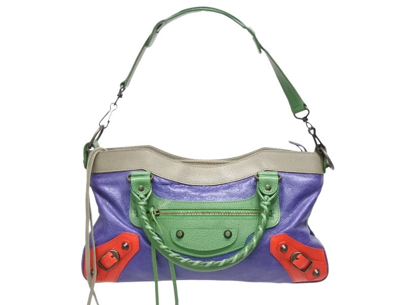 極美品 BALENCIAGA バレンシアガ ザ ファースト 2WAYバッグ ハンドバッグ ショルダーバッグ 103208 レザー マルチカラー 中古 4b009089