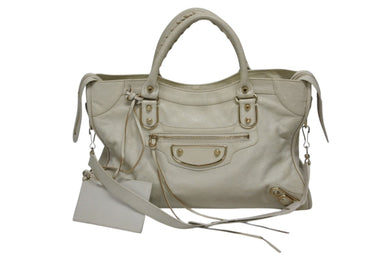 BALENCIAGA バレンシアガ THE CITY ザ シティ 2WAYバッグ 115748 レザー アイボリー ゴールド金具 美品 美品 中古 4b009099