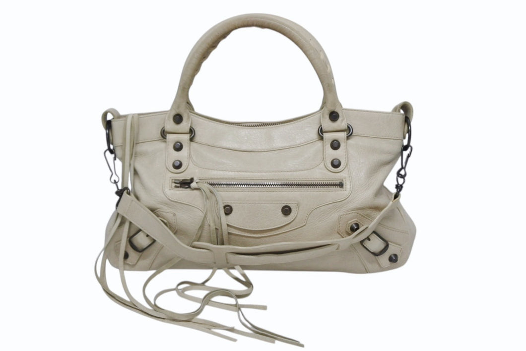 BALENCIAGA バレンシアガ ザ ファースト 2WAY ショルダーバッグ 103208 アイボリー レザー ハンドバッグ 美品 中古 4b009102