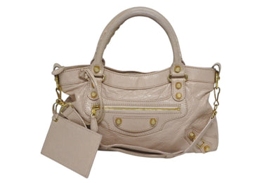 BALENCIAGA バレンシアガ ジャイアント ファースト 2WAYバッグ 285433 レザー ピンクベージュ ゴールド金具 美品 中古 4b009103