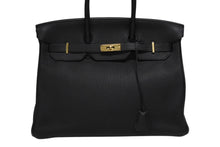画像をギャラリービューアに読み込む, 新品同様 HERMES エルメス BIRKIN バーキン35 ブラック ゴールド金具 トリヨンクレマンス ハンドバッグ T刻印 中古 4b009106