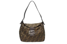 画像をギャラリービューアに読み込む, FENDI フェンディ マンマバケット ワンショルダーバッグ 26425 ズッカ柄 ブラウン キャンバス レザー シルバー金具 美品 中古 4b009112