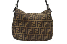 画像をギャラリービューアに読み込む, FENDI フェンディ マンマバケット ワンショルダーバッグ 26425 ズッカ柄 ブラウン キャンバス レザー シルバー金具 美品 中古 4b009112