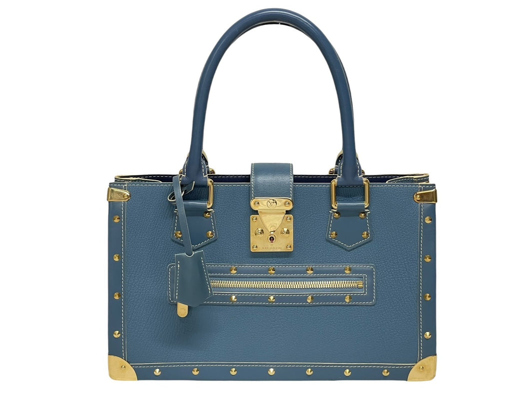 極美品 LOUIS VUITTON ルイヴィトン スハリ ファビュロー トートバッグ ハンドバッグ M91813 ブルー 中古 4b009124
