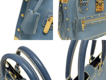 画像をギャラリービューアに読み込む, 極美品 LOUIS VUITTON ルイヴィトン スハリ ファビュロー トートバッグ ハンドバッグ M91813 ブルー 中古 4b009124