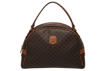 Load image into Gallery viewer, CELINE セリーヌ ヴィンテージ ハンドバッグ カバン ハンドバック 半月型 マカダム ゴールド金具 ブラウン 美品 中古 4b009127