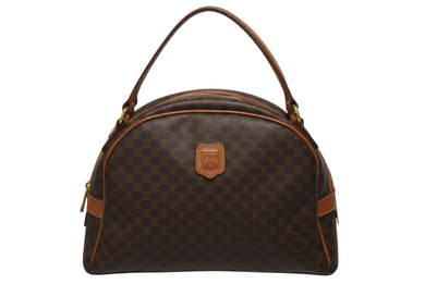 CELINE セリーヌ ヴィンテージ ハンドバッグ カバン ハンドバック 半月型 マカダム ゴールド金具 ブラウン 美品 中古 4b009127