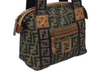 画像をギャラリービューアに読み込む, FENDI フェンディ ハンドバッグ 8BN002 ズッカ柄 ブラウン ブラック キャンバス レザー アンティークゴールド金具 美品 中古 4b009137