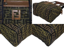 画像をギャラリービューアに読み込む, FENDI フェンディ ハンドバッグ 8BN002 ズッカ柄 ブラウン ブラック キャンバス レザー アンティークゴールド金具 美品 中古 4b009137