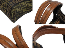 画像をギャラリービューアに読み込む, FENDI フェンディ ハンドバッグ 8BN002 ズッカ柄 ブラウン ブラック キャンバス レザー アンティークゴールド金具 美品 中古 4b009137